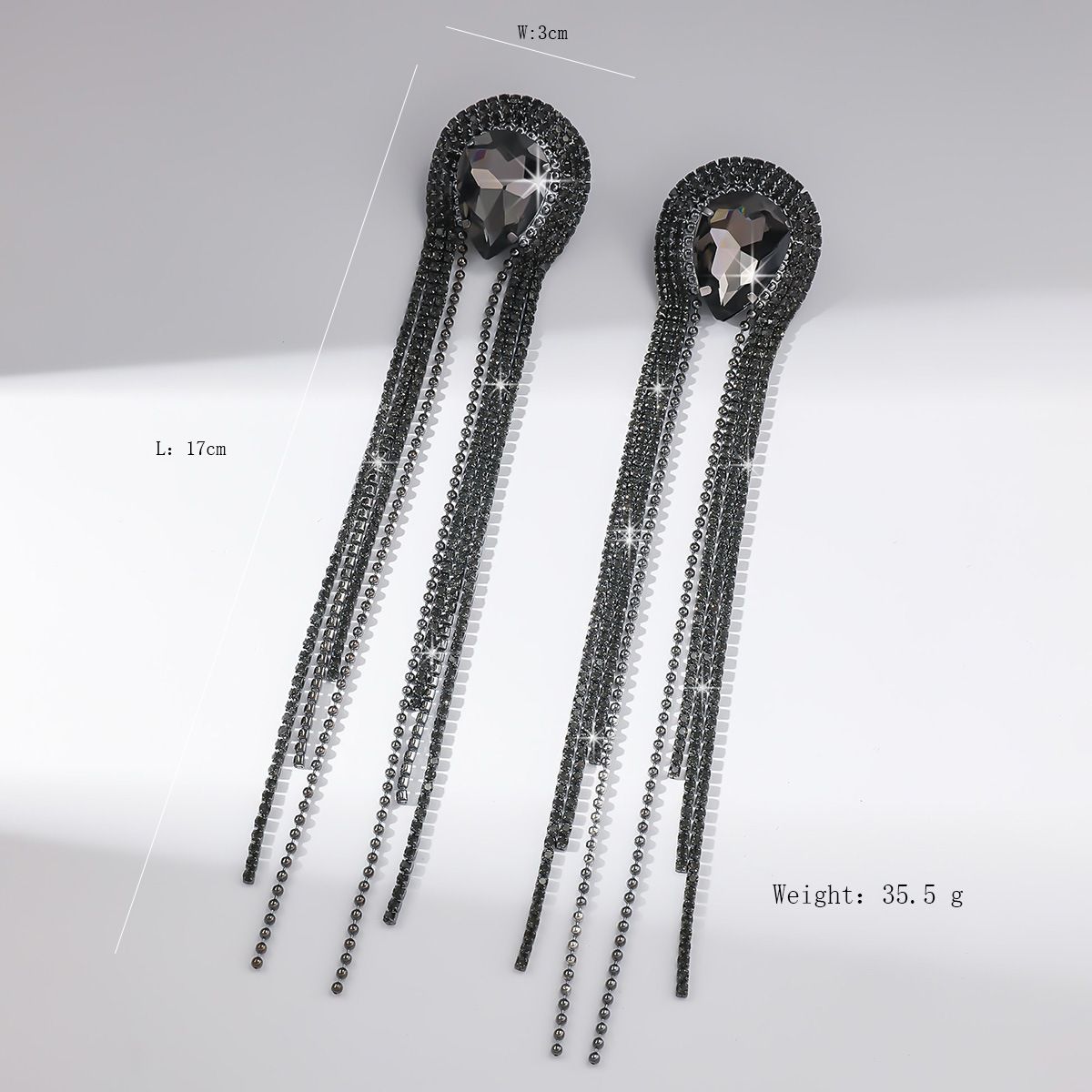 Fashion Earrings Full Diamond Long Tassel Crystal Earrings Women Exaggerated Dinner Dress Banquet Earrings