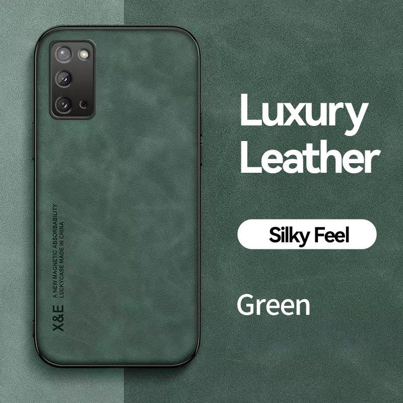 Business Luxury Sheepskin Pattern Leather Invisible Car Mounted Magnetic Phone Case For Samsung Galaxy A31, Shockproof Protective Case