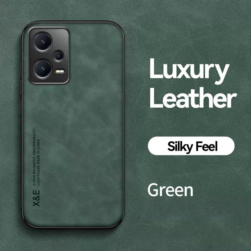 Business Luxury Sheepskin Pattern Leather Invisible Car Mounted Magnetic Phone Case For Xiaomi Redmi Note 12 Pro+ Plus, Shockproof Protective Case