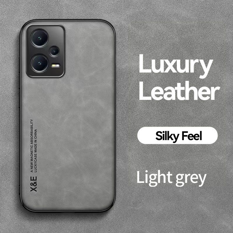 Business Luxury Sheepskin Pattern Leather Invisible Car Mounted Magnetic Phone Case For Xiaomi Redmi Note 12 Pro+ Plus, Shockproof Protective Case
