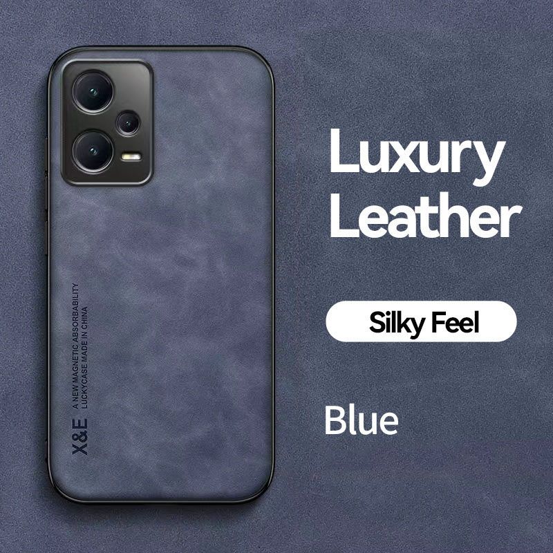 Business Luxury Sheepskin Pattern Leather Invisible Car Mounted Magnetic Phone Case For Xiaomi Redmi Note 12 Pro+ Plus, Shockproof Protective Case