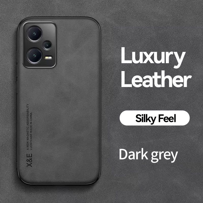 Business Luxury Sheepskin Pattern Leather Invisible Car Mounted Magnetic Phone Case For Xiaomi Redmi Note 12 Pro+ Plus, Shockproof Protective Case