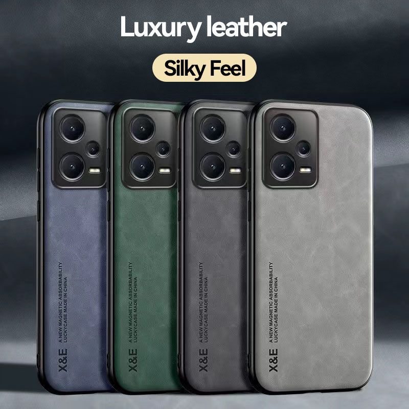 Business Luxury Sheepskin Pattern Leather Invisible Car Mounted Magnetic Phone Case For Xiaomi Redmi Note 12 Pro+ Plus, Shockproof Protective Case