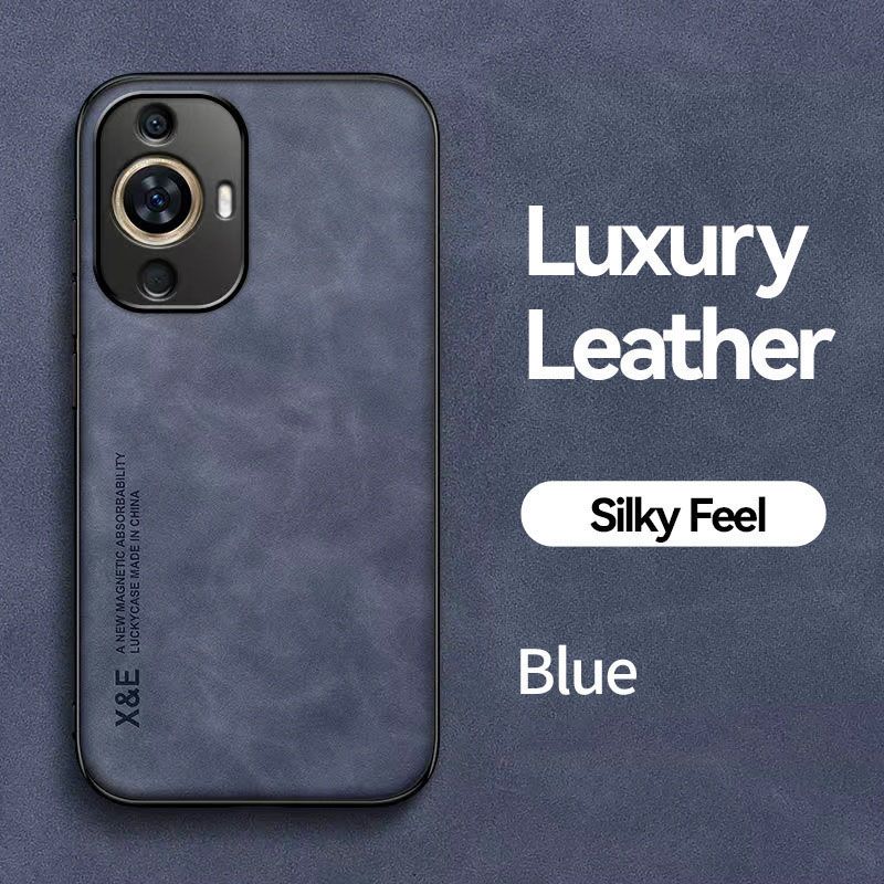Business Luxury Sheepskin Pattern Leather Invisible Car Mounted Magnetic Phone Case For Huawei Nova 11, Shockproof Protective Case