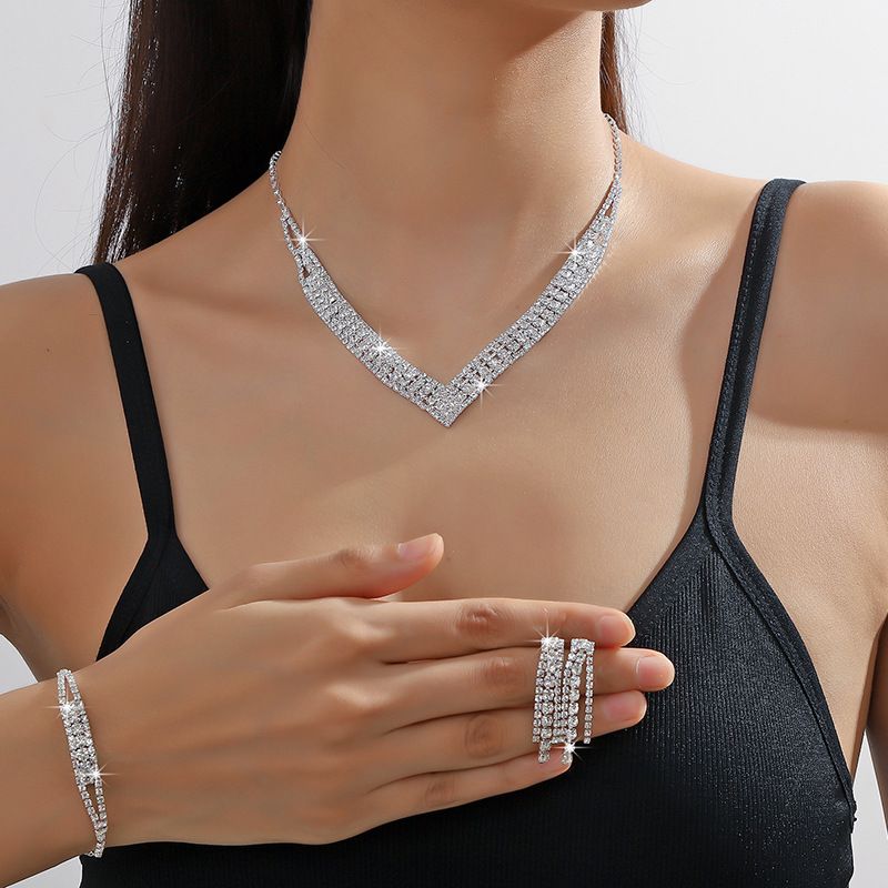 Hot Sale - Fashion Claw Chain Series Rhinestone Full Diamond Necklace Earrings Bracelet