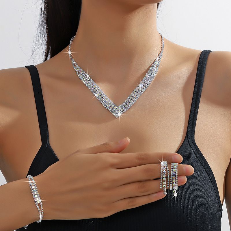 Hot Sale - Fashion Claw Chain Series Rhinestone Full Diamond Necklace Earrings Bracelet