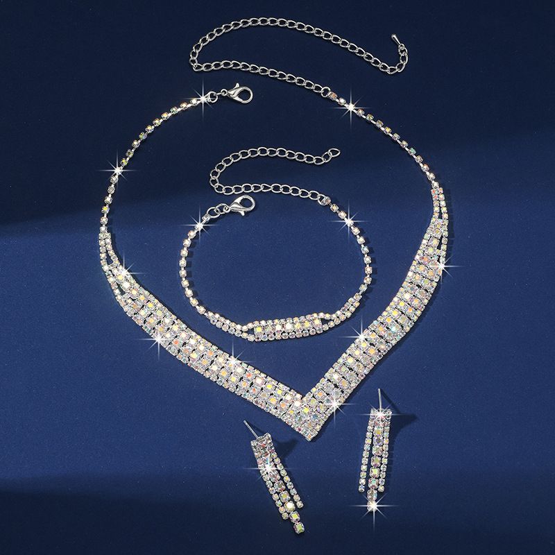 Hot Sale - Fashion Claw Chain Series Rhinestone Full Diamond Necklace Earrings Bracelet