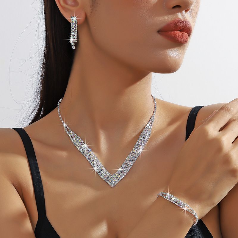 Hot Sale - Fashion Claw Chain Series Rhinestone Full Diamond Necklace Earrings Bracelet