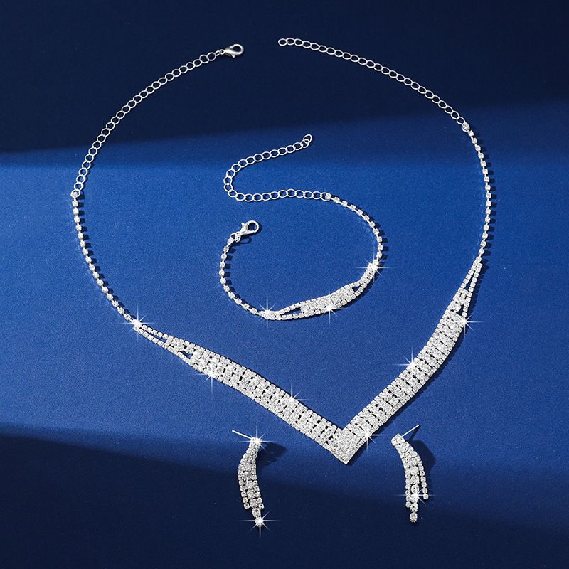 Hot Sale - Fashion Claw Chain Series Rhinestone Full Diamond Necklace Earrings Bracelet