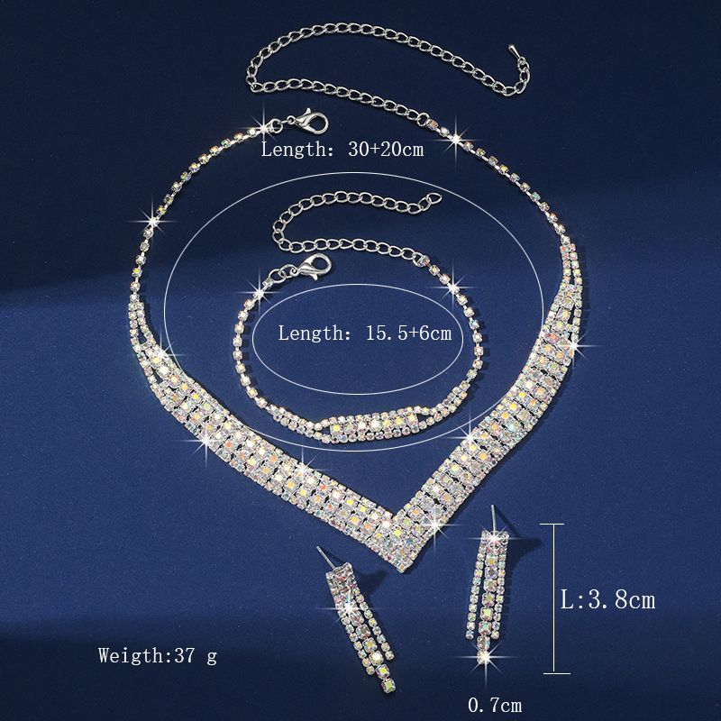 Hot Sale - Fashion Claw Chain Series Rhinestone Full Diamond Necklace Earrings Bracelet