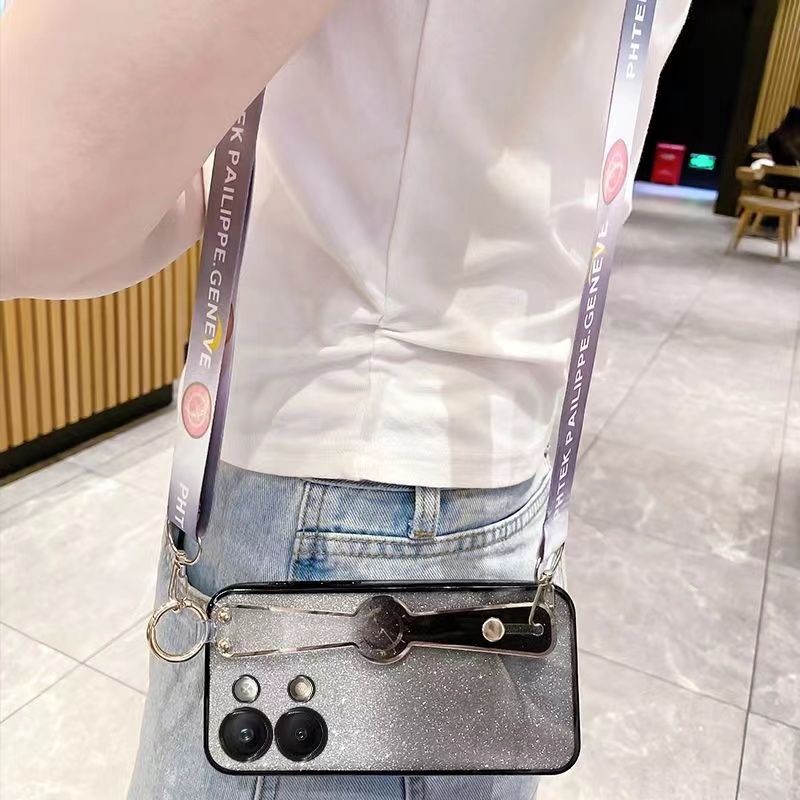 New - Wrist Strap Rope Transparent With Glitter Paper 2 in 1 Phone Case For OPPO Reno 9 -5G/Reno 9 Pro -5G Protective Back Cover