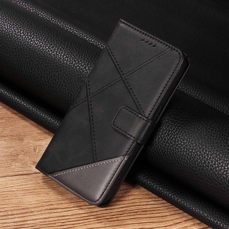 Flip Cover For OPPO Reno 12 11 10 8T Reno 11F 7 Realme 10 11 C15 C12 C25 9i Dual-colour Splicing [Flip Vintage Leather] Wallet Shockproof Durable Retro Phone Case
