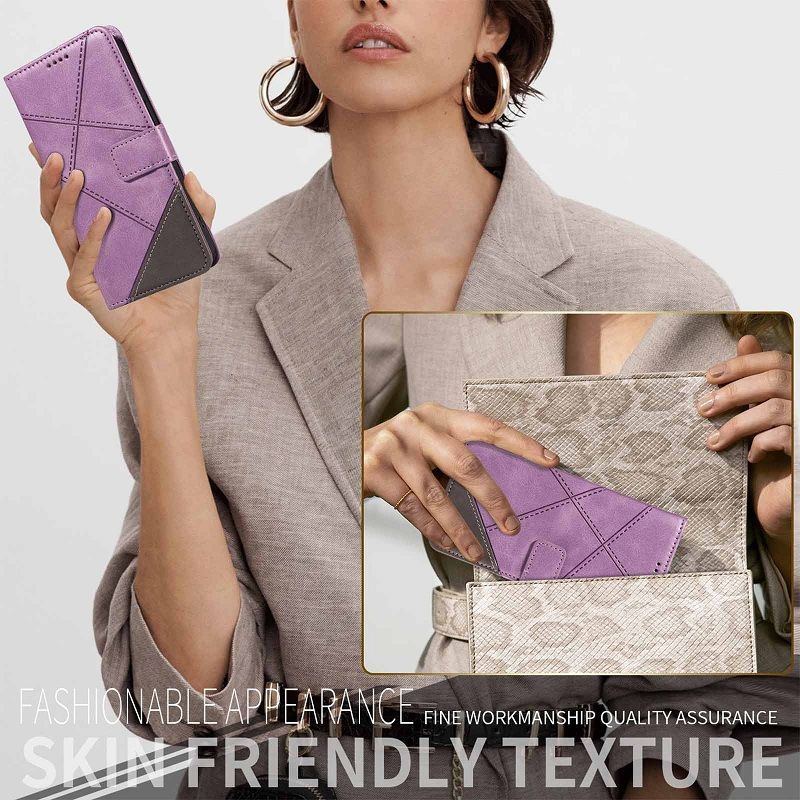 Flip Cover For Samsung Galaxy S8 S9 S10 S20 S21 S22 S23 S24 Ultra Note 8 9  Dual-colour Splicing [Flip Vintage Leather] Wallet Shockproof Durable Retro Phone Case