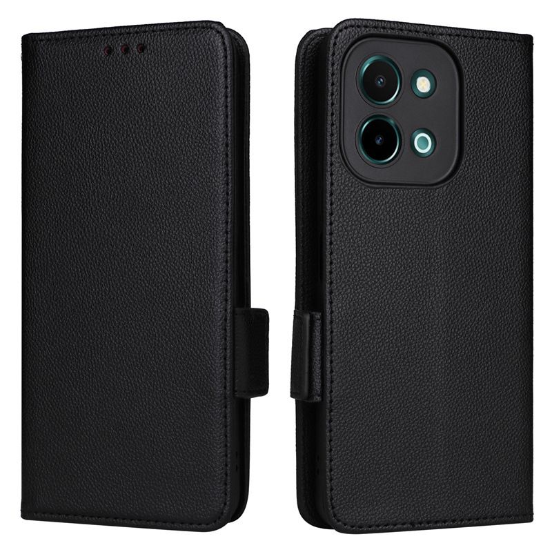 Wallet Flip Cover for Vivo Y28 4G Case Lychee Pattern Leather Magnetic Flip Folio Stand Phone Cover with Card Holder