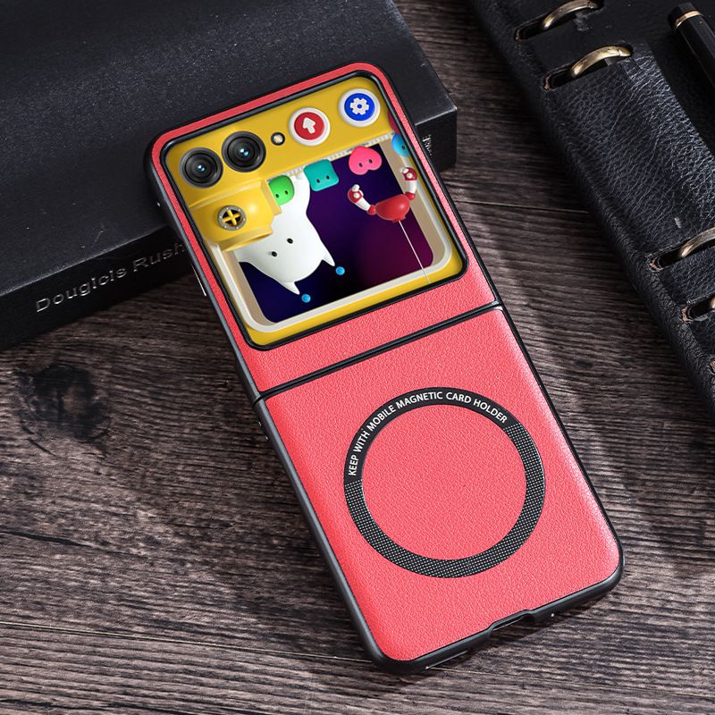Leather Case for Moto Razr 50,Razr 40 Plus / Ultra Magnetic Suction Shockproof Cover