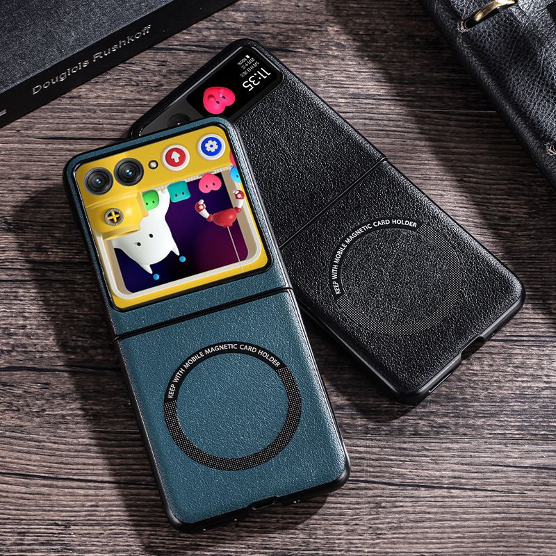 Leather Case for Moto Razr 50,Razr 40 Plus / Ultra Magnetic Suction Shockproof Cover