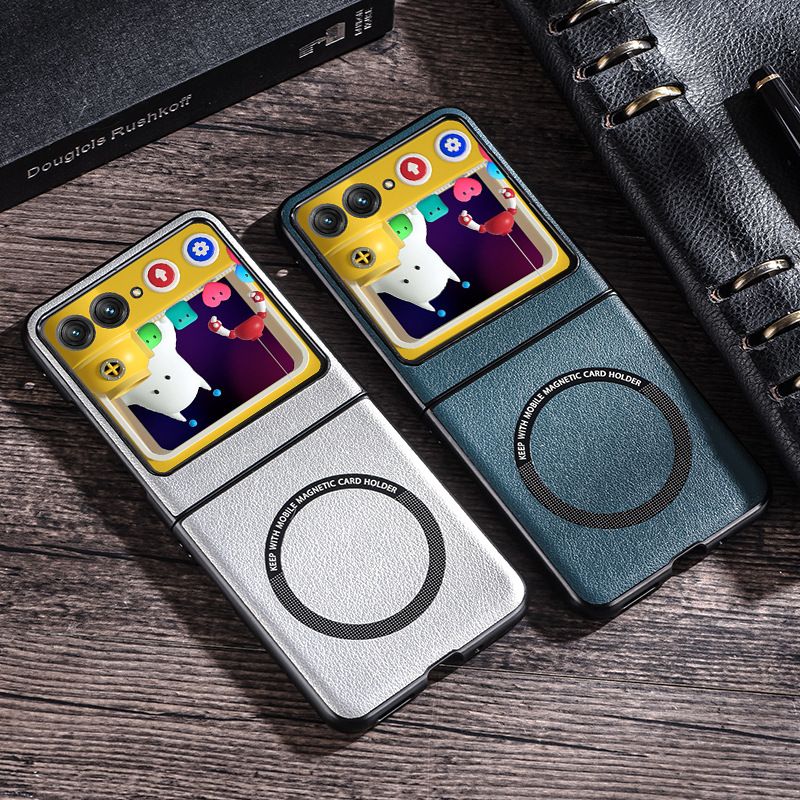 Leather Case for Moto Razr 50,Razr 40 Plus / Ultra Magnetic Suction Shockproof Cover