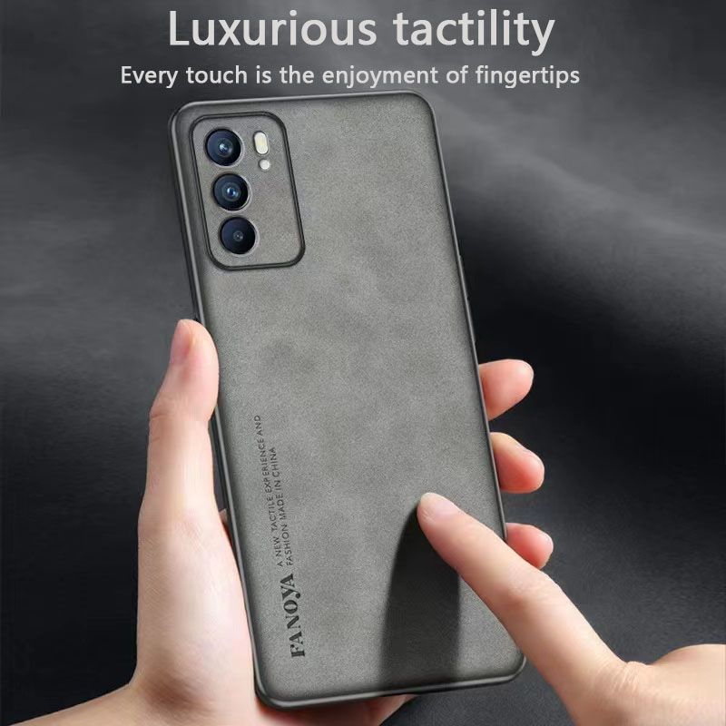 Luxury Business Retro Leather Phone Case For OPPO Reno 6 -5G, Shockproof Fall prevention Protective Case
