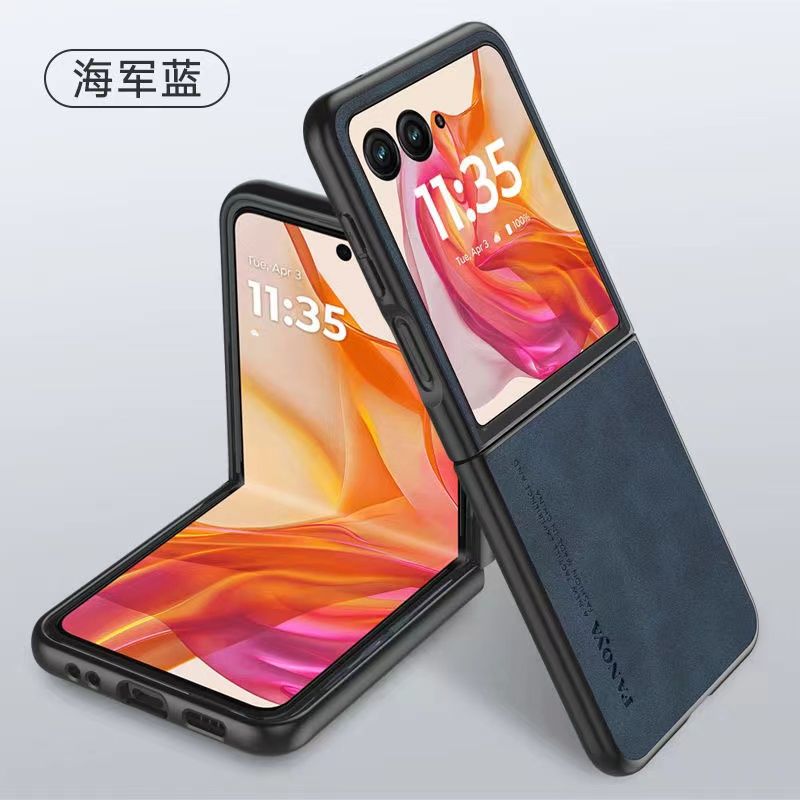 Luxury Business Retro Leather Phone Case For Motorola Razr 50 Ultra, Shockproof Fall prevention Protective Case