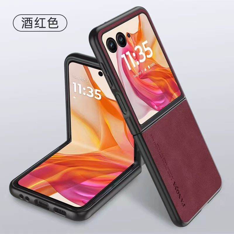 Luxury Business Retro Leather Phone Case For Motorola Razr 50 Ultra, Shockproof Fall prevention Protective Case