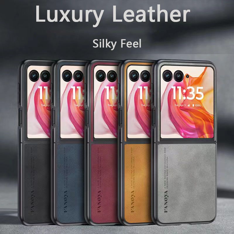 Luxury Business Retro Leather Phone Case For Motorola Razr 50 Ultra, Shockproof Fall prevention Protective Case