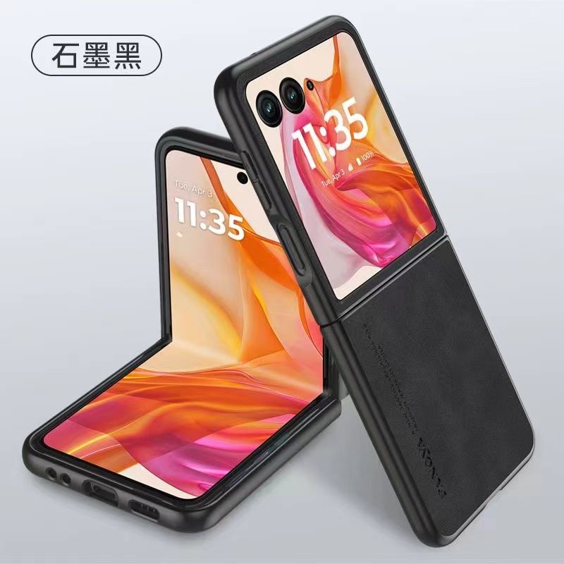 Luxury Business Retro Leather Phone Case For Motorola Razr 50 Ultra, Shockproof Fall prevention Protective Case
