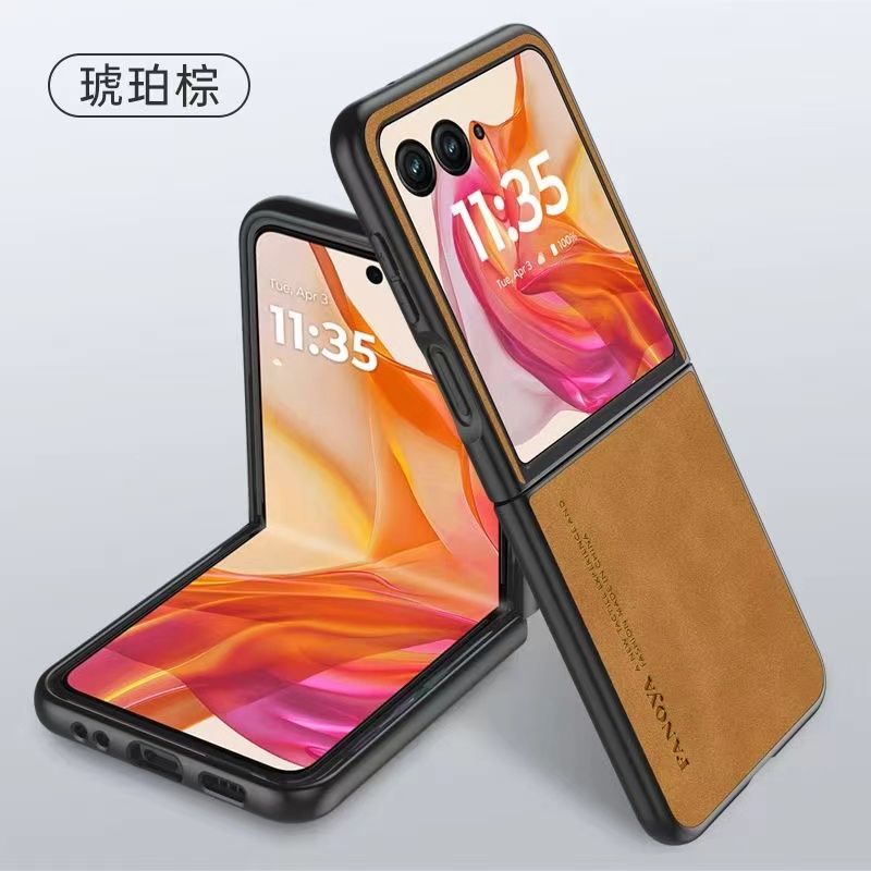 Luxury Business Retro Leather Phone Case For Motorola Razr 50 Ultra, Shockproof Fall prevention Protective Case