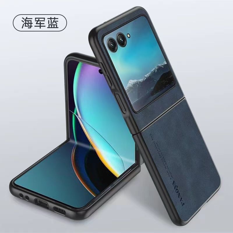Luxury Business Retro Leather Phone Case For Motorola Razr 50, Shockproof Fall prevention Protective Case