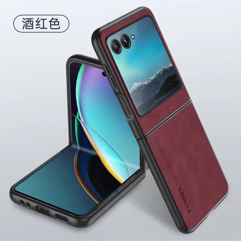 Luxury Business Retro Leather Phone Case For Motorola Razr 50, Shockproof Fall prevention Protective Case