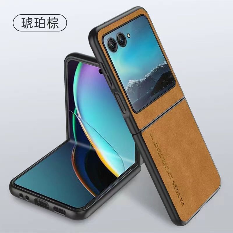 Luxury Business Retro Leather Phone Case For Motorola Razr 50, Shockproof Fall prevention Protective Case