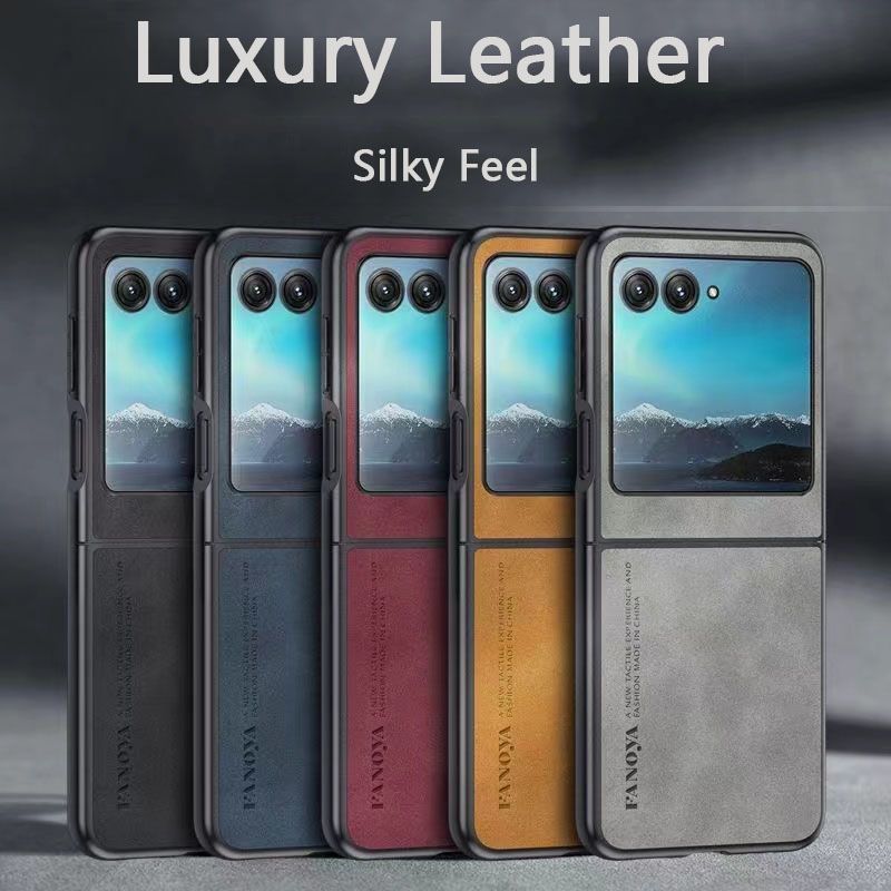 Luxury Business Retro Leather Phone Case For Motorola Razr 50, Shockproof Fall prevention Protective Case