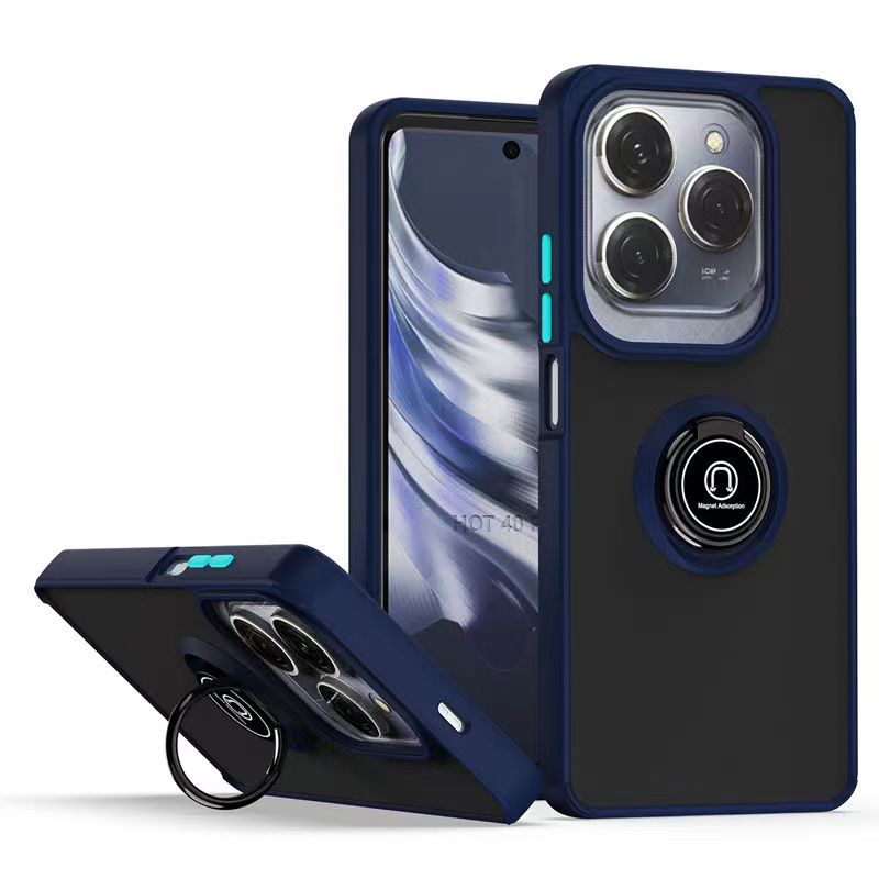 Phone Case for Infinix Hot 40 Pro 40 / Tecno Spark 20 Pro Shockproof Bumper [Drop-Protection] Case with Ring Holder Stand Magnetic Cover