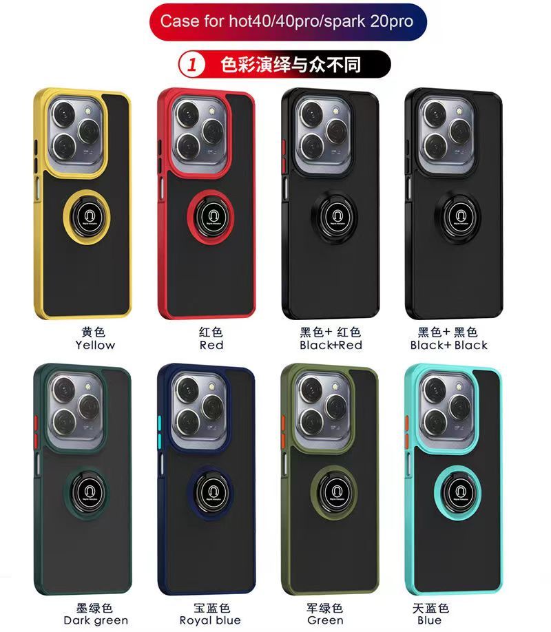 Phone Case for Infinix Hot 40 Pro 40 / Tecno Spark 20 Pro Shockproof Bumper [Drop-Protection] Case with Ring Holder Stand Magnetic Cover