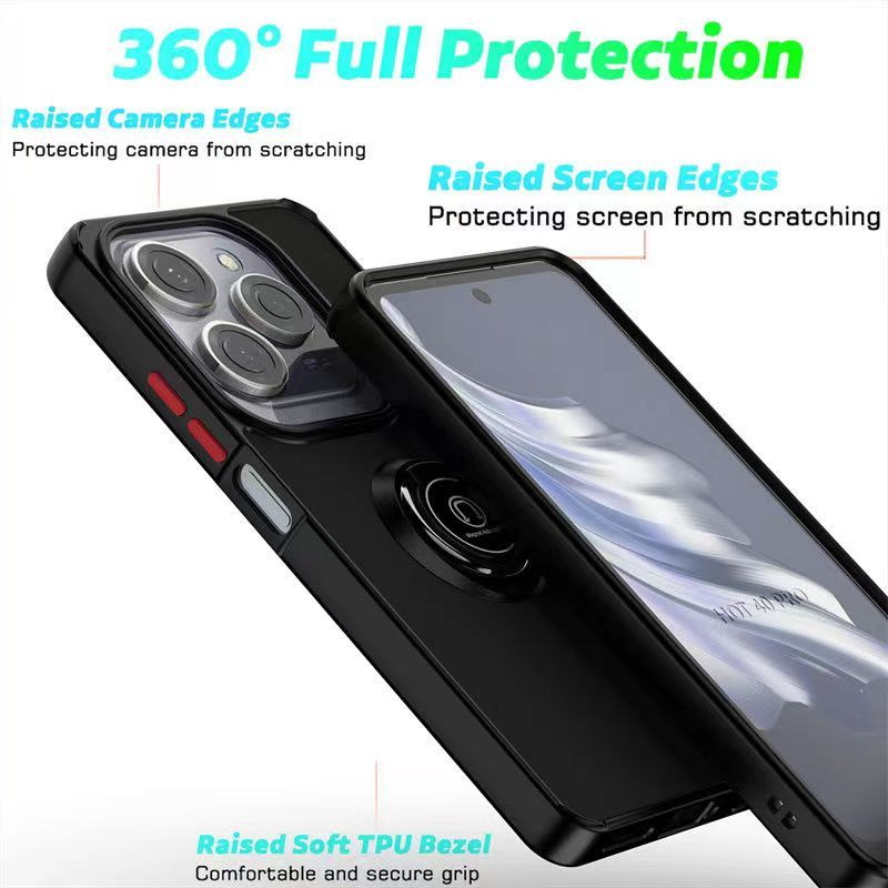 Phone Case for Infinix Hot 40 Pro 40 / Tecno Spark 20 Pro Shockproof Bumper [Drop-Protection] Case with Ring Holder Stand Magnetic Cover
