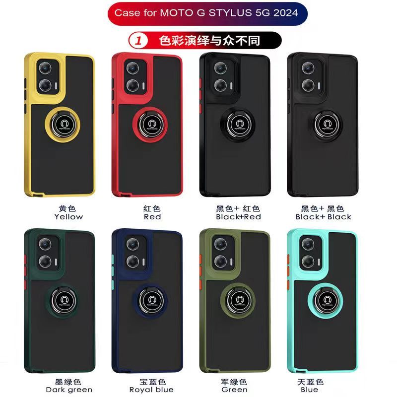 Phone Case for Motorola Moto G Stylus 5G (2024) Shockproof Bumper [Drop-Protection] Case with Ring Holder Stand Magnetic Cover