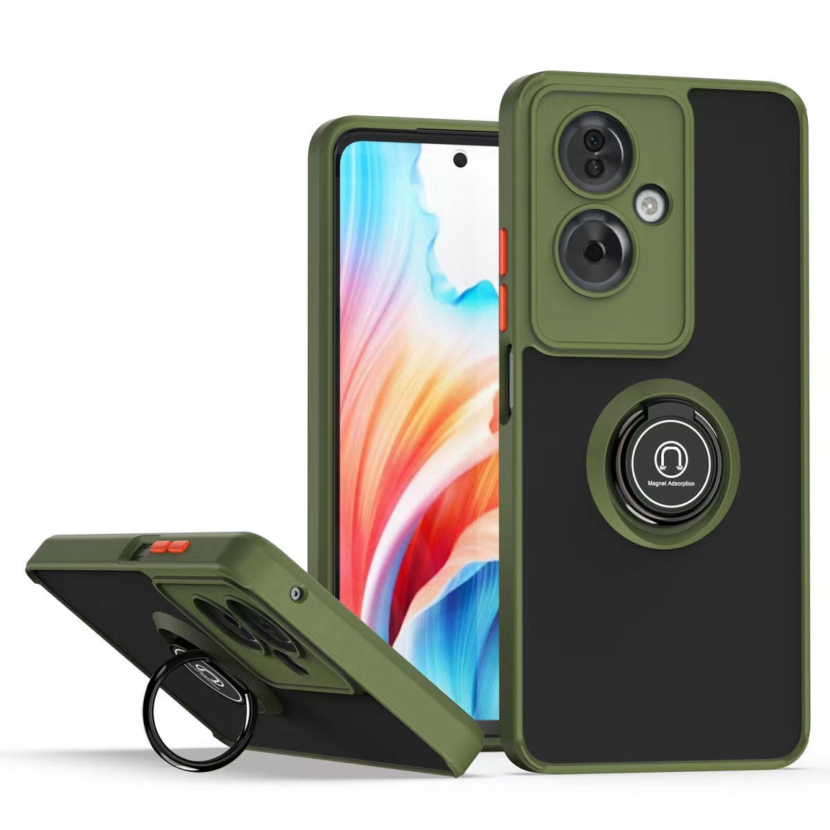 Phone Case for OPPO A79 -5G Shockproof Bumper [Drop-Protection] Case with Ring Holder Stand Magnetic Cover