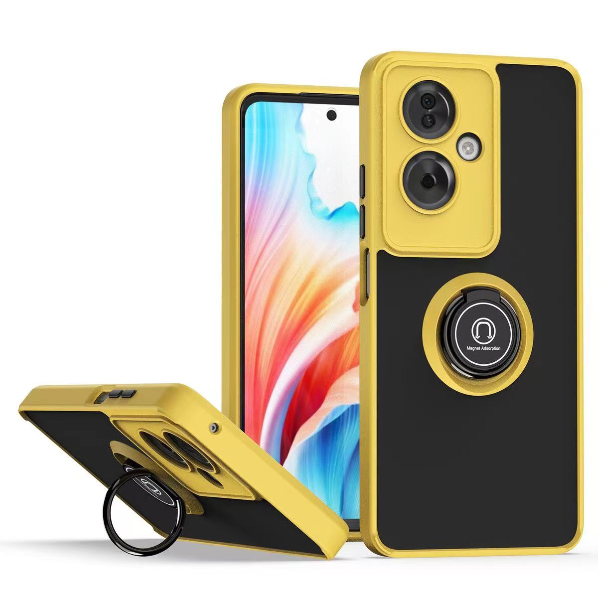 Phone Case for OPPO A79 -5G Shockproof Bumper [Drop-Protection] Case with Ring Holder Stand Magnetic Cover