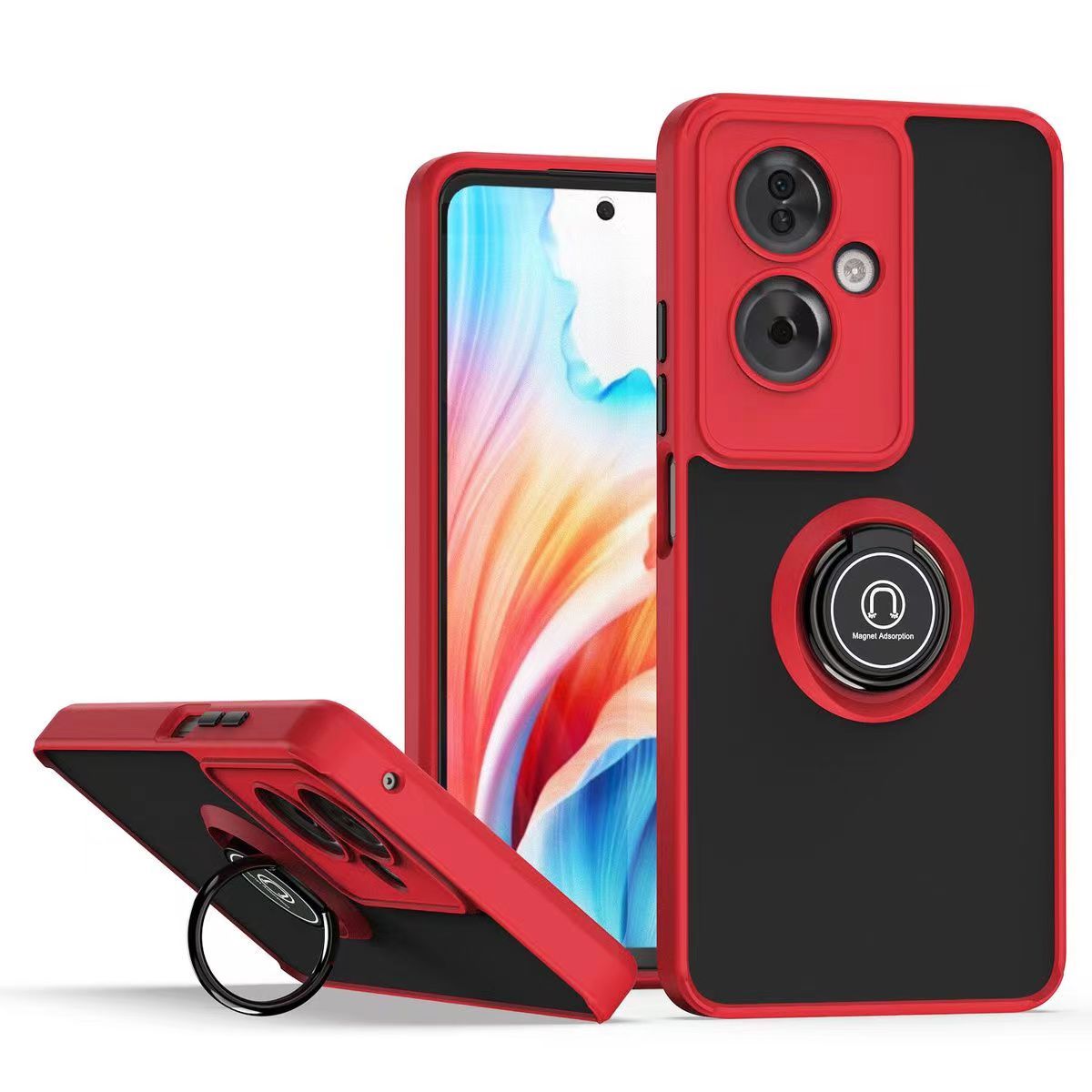 Phone Case for OPPO A79 -5G Shockproof Bumper [Drop-Protection] Case with Ring Holder Stand Magnetic Cover