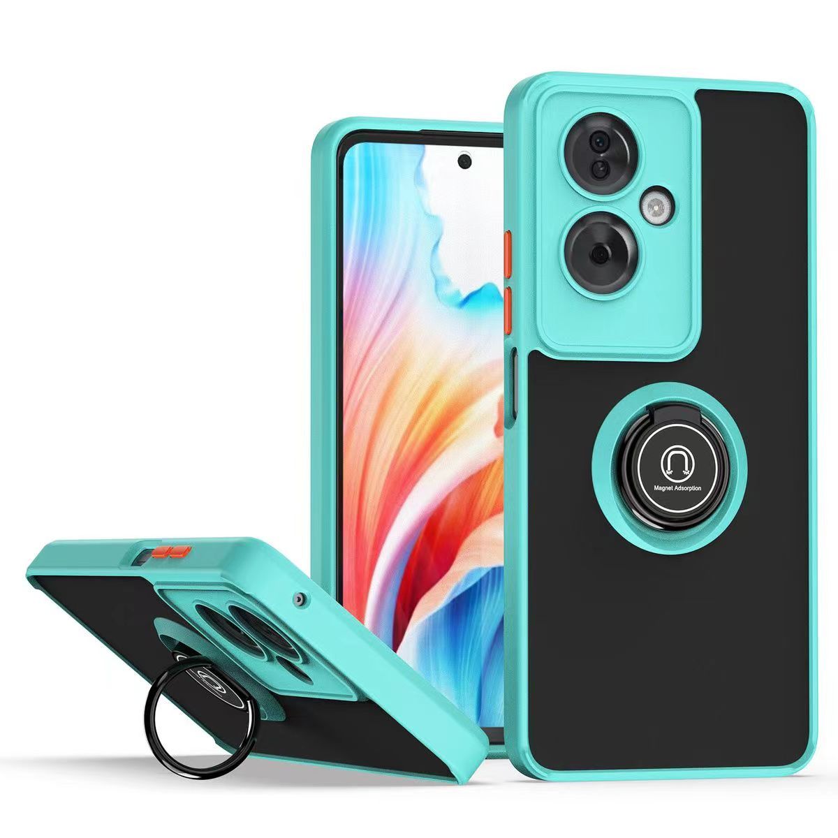 Phone Case for OPPO A79 -5G Shockproof Bumper [Drop-Protection] Case with Ring Holder Stand Magnetic Cover