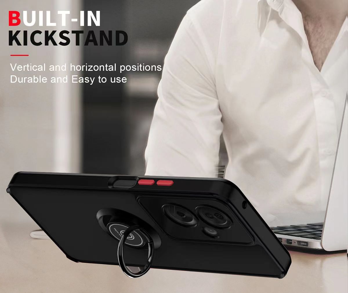 Phone Case for OPPO A79 -5G Shockproof Bumper [Drop-Protection] Case with Ring Holder Stand Magnetic Cover