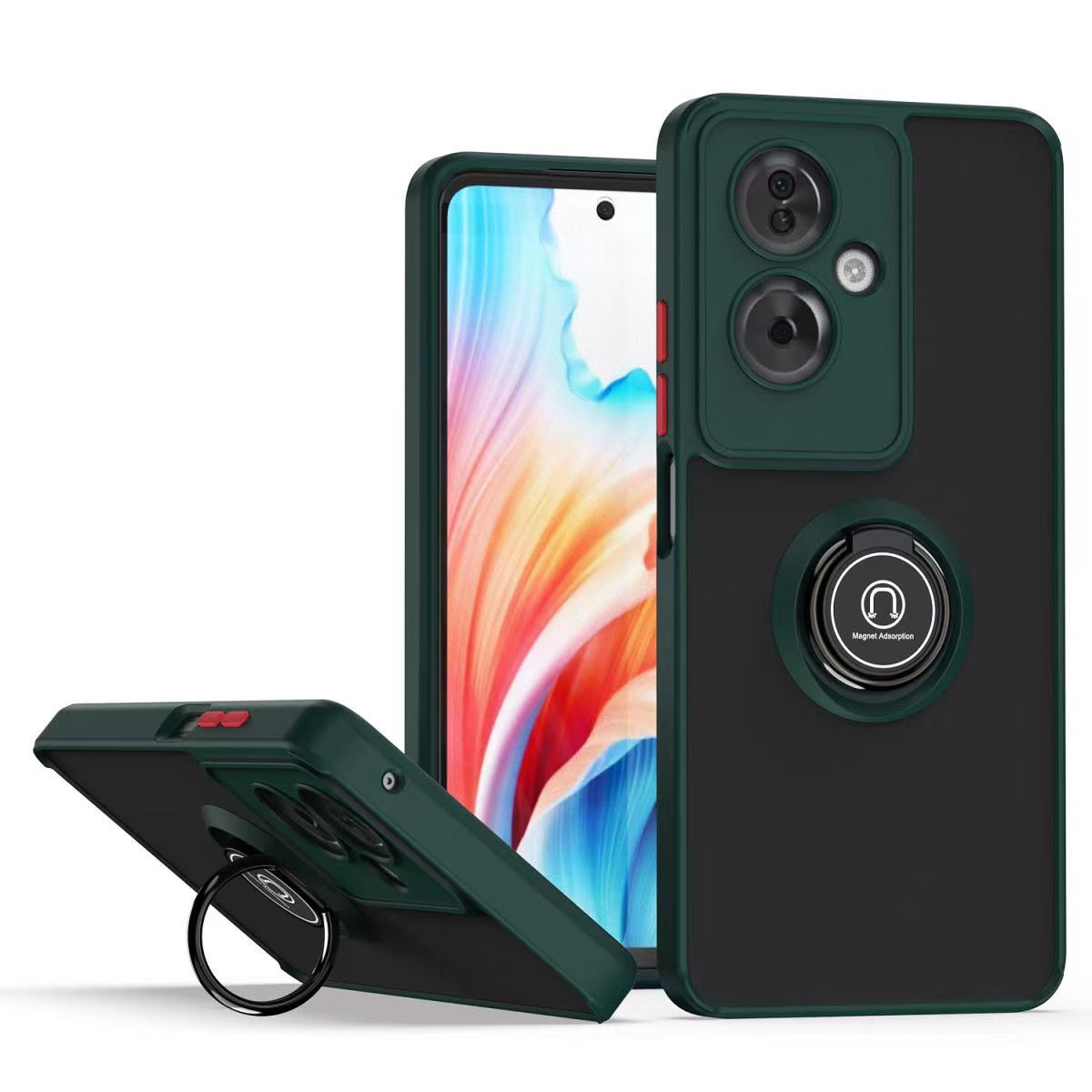 Phone Case for OPPO A79 -5G Shockproof Bumper [Drop-Protection] Case with Ring Holder Stand Magnetic Cover