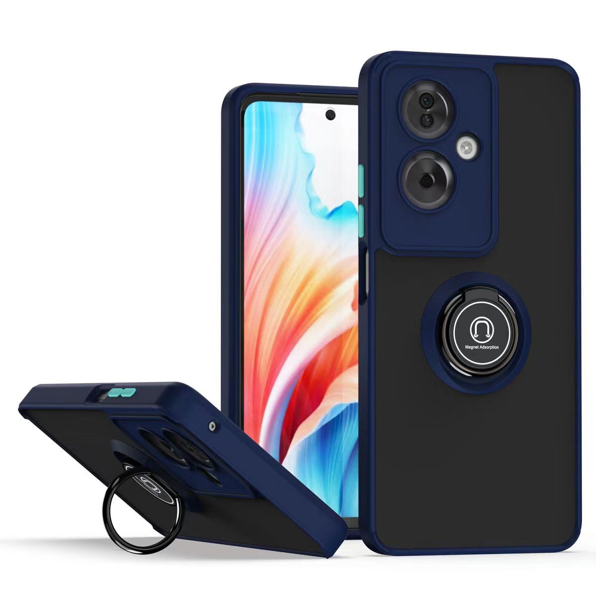 Phone Case for OPPO A79 -5G Shockproof Bumper [Drop-Protection] Case with Ring Holder Stand Magnetic Cover