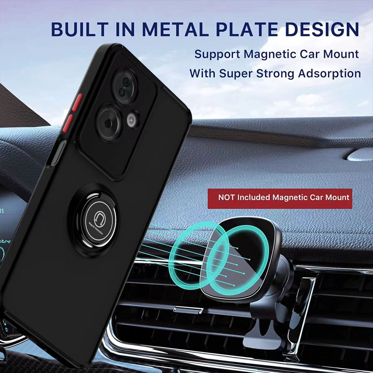 Phone Case for OPPO A79 -5G Shockproof Bumper [Drop-Protection] Case with Ring Holder Stand Magnetic Cover