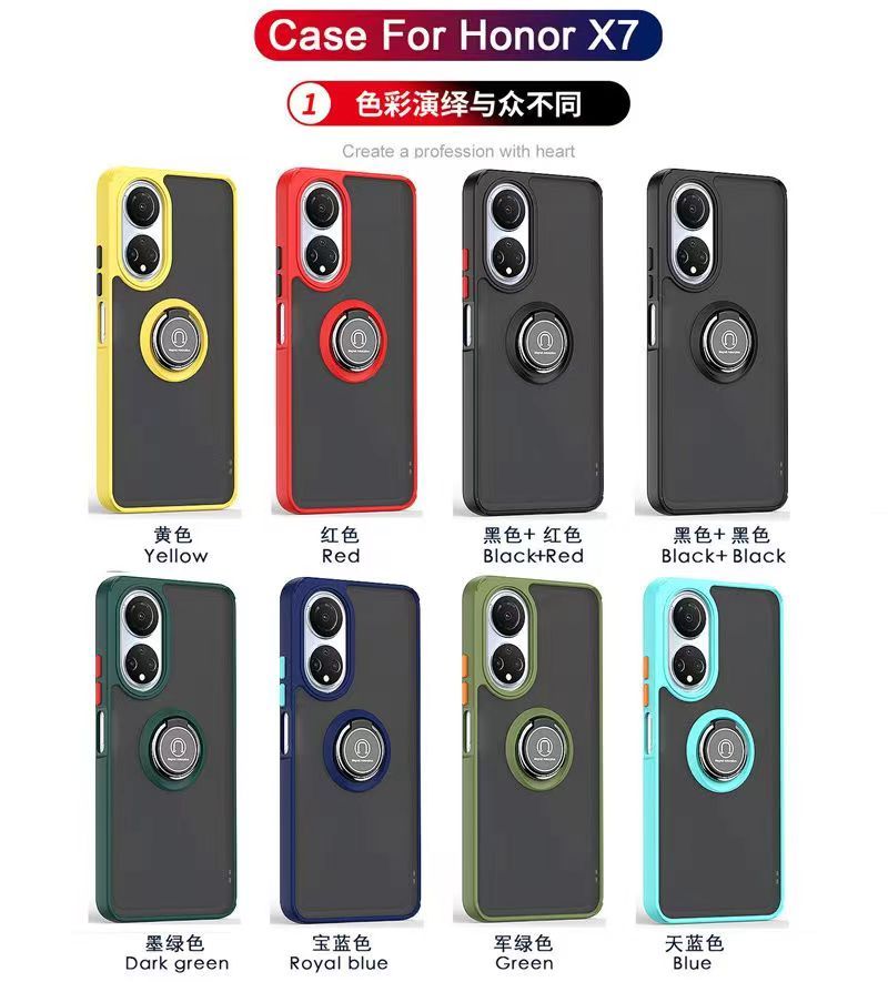 Phone Case for Honor X7 Shockproof Bumper [Drop-Protection] Case with Ring Holder Stand Magnetic Cover