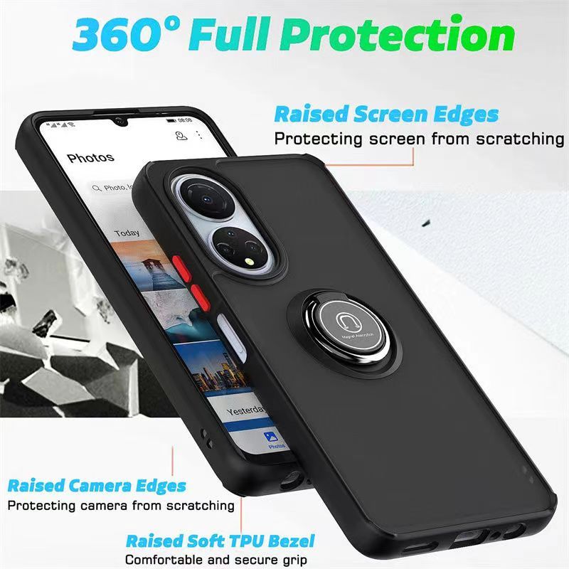 Phone Case for Honor X7 Shockproof Bumper [Drop-Protection] Case with Ring Holder Stand Magnetic Cover