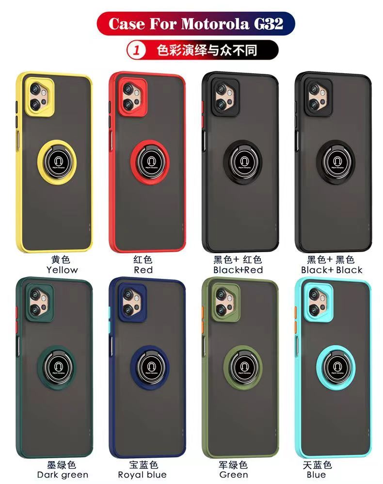 Phone Case for Motorola Moto G32, Shockproof Bumper [Drop-Protection] Case with Ring Holder Stand Magnetic Cover