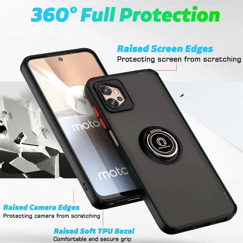 Phone Case for Motorola Moto G32, Shockproof Bumper [Drop-Protection] Case with Ring Holder Stand Magnetic Cover
