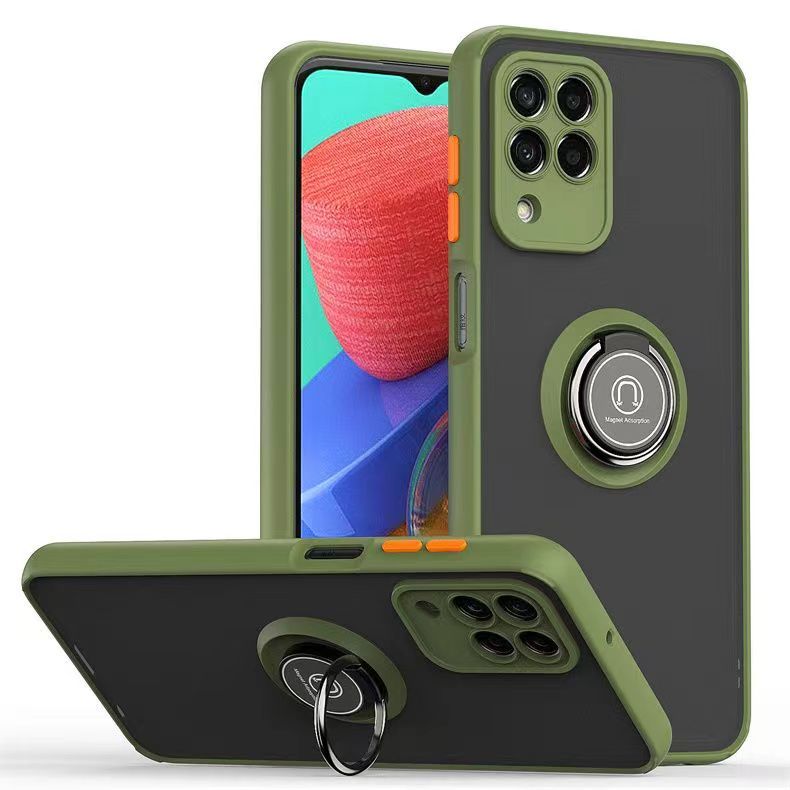 Phone Case for Samsung Galaxy M33, Shockproof Bumper [Drop-Protection] Case with Ring Holder Stand Magnetic Cover
