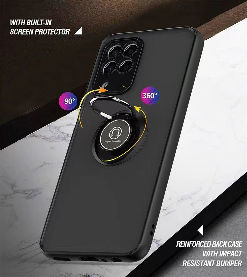 Phone Case for Samsung Galaxy M33, Shockproof Bumper [Drop-Protection] Case with Ring Holder Stand Magnetic Cover