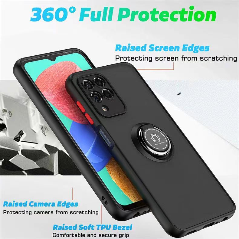 Phone Case for Samsung Galaxy M33, Shockproof Bumper [Drop-Protection] Case with Ring Holder Stand Magnetic Cover